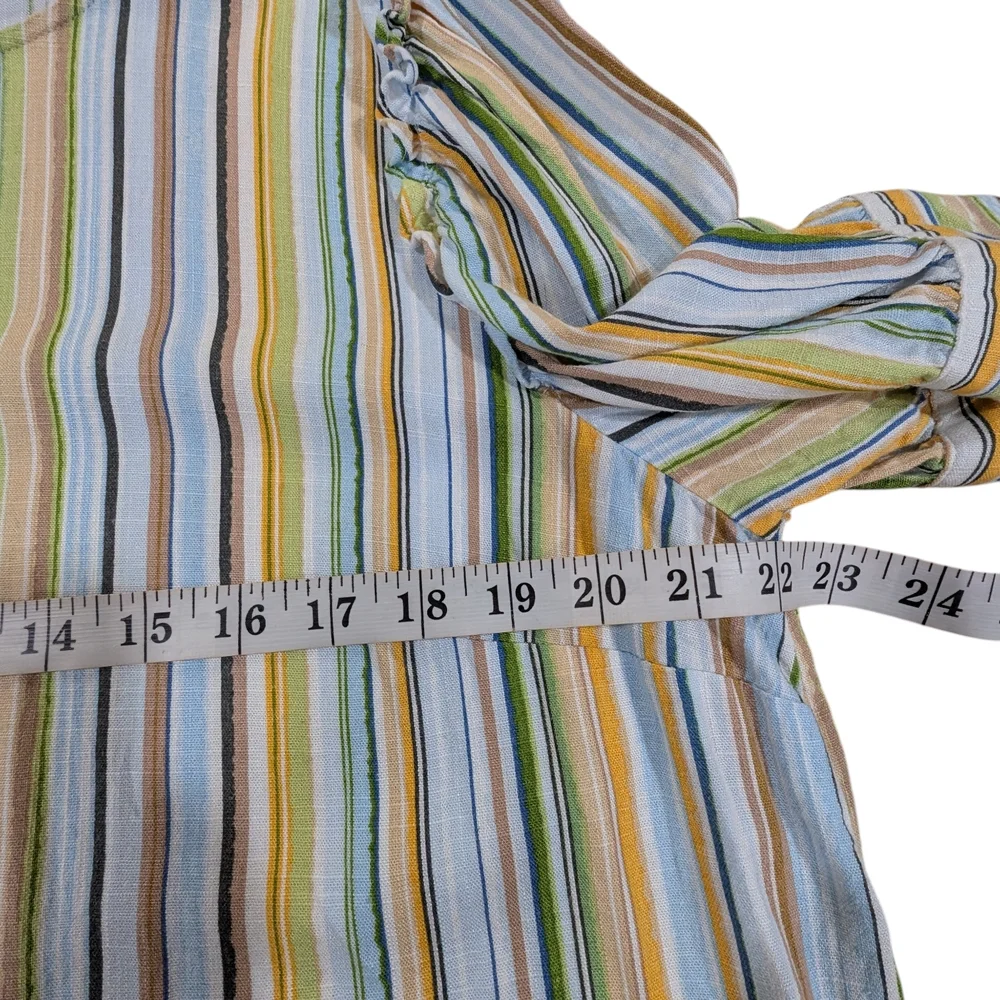 Lauren Conrad XL Colorful Vertical Stripe Top – Summer Festival Boho Chic Blouse - Picture 10 of 13
